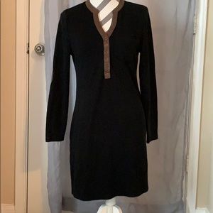 Contrast Trim Long Sleeve Sweater Dress